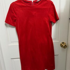 Zara Vibrant Red Velvet Mini Dress